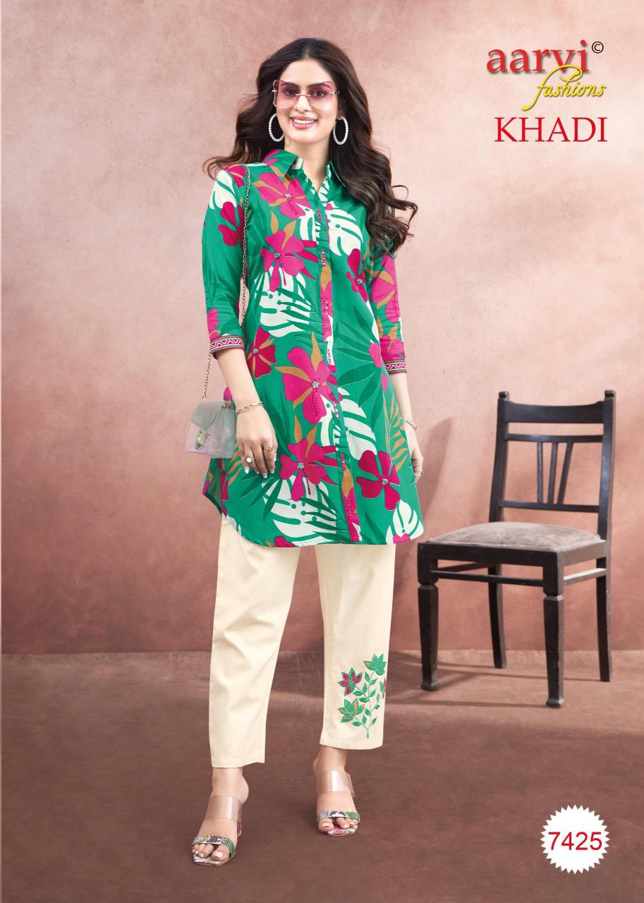 KHADI VOL 1 BY AARVI FASHION FULLY STITCH COTTON CASUAL KURTI WITH PANT