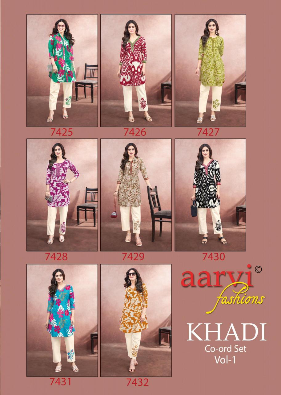 KHADI VOL 1 BY AARVI FASHION FULLY STITCH COTTON CASUAL KURTI WITH PANT