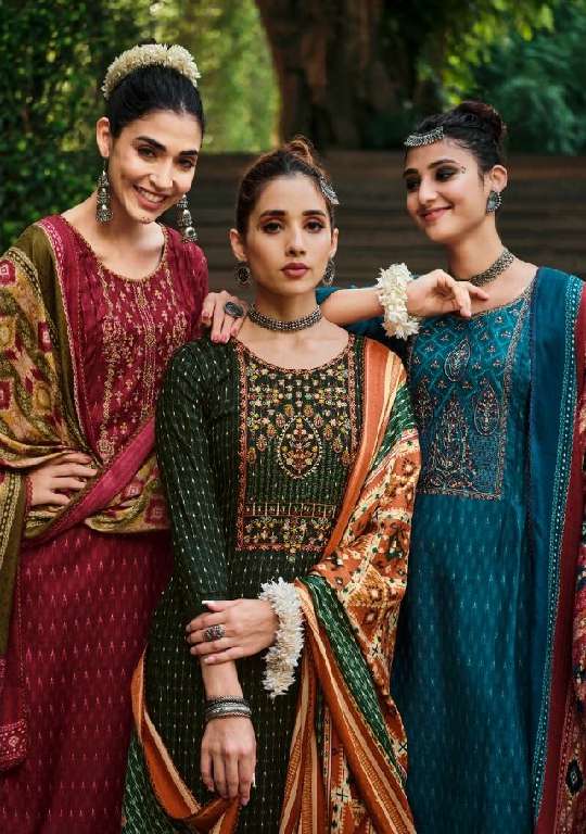 ZULFAT DESIGNER AMANDA WHOLESALE PURE WOOL PASHMINA WITH EMBROIDERY WORK SUITS