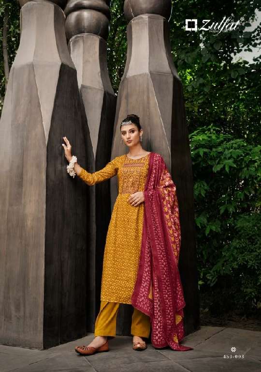 ZULFAT DESIGNER AMANDA WHOLESALE PURE WOOL PASHMINA WITH EMBROIDERY WORK SUITS
