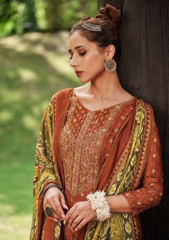 ZULFAT DESIGNER AMANDA WHOLESALE PURE WOOL PASHMINA WITH EMBROIDERY WORK SUITS