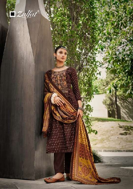 ZULFAT DESIGNER AMANDA WHOLESALE PURE WOOL PASHMINA WITH EMBROIDERY WORK SUITS
