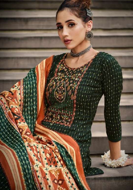 ZULFAT DESIGNER AMANDA WHOLESALE PURE WOOL PASHMINA WITH EMBROIDERY WORK SUITS