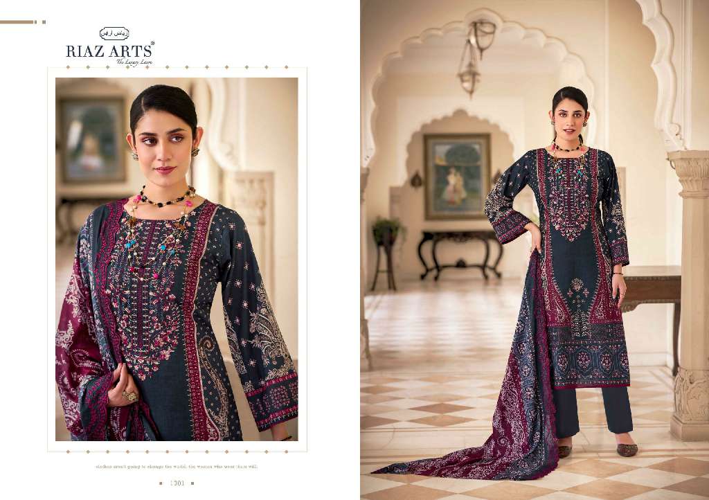 Riaz Arts Bin Saeed Vol-9 Wholesale Pure Cotton With Embroidery Work Dress Material