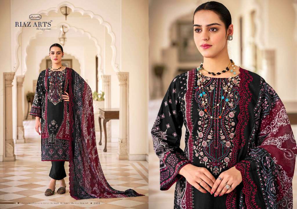 Riaz Arts Bin Saeed Vol-9 Wholesale Pure Cotton With Embroidery Work Dress Material