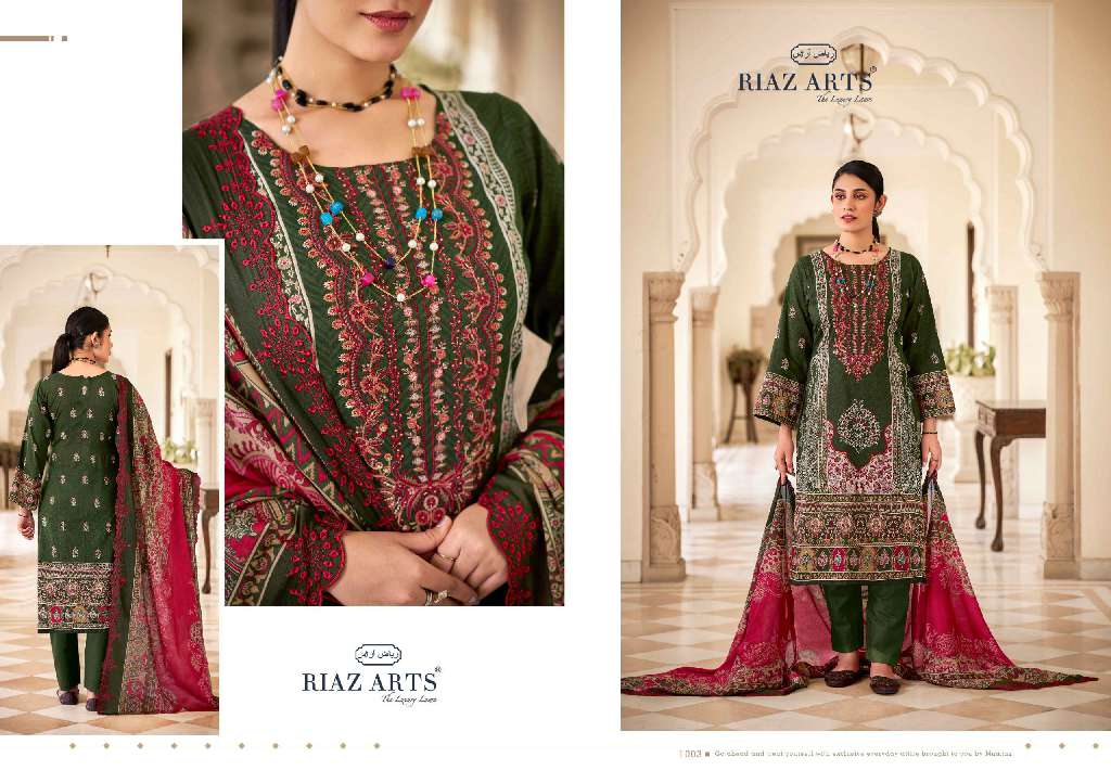 Riaz Arts Bin Saeed Vol-9 Wholesale Pure Cotton With Embroidery Work Dress Material