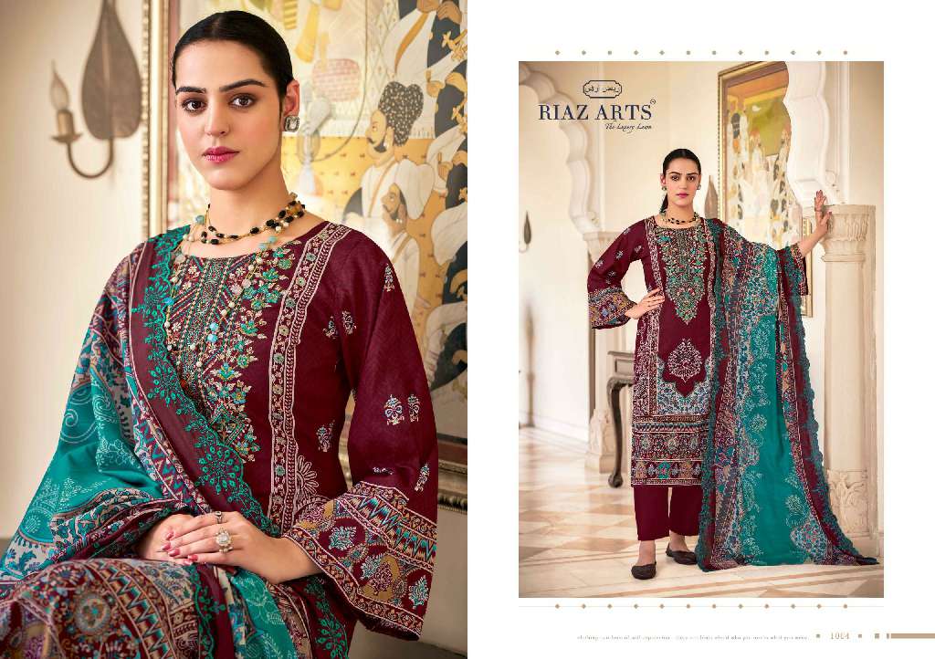 Riaz Arts Bin Saeed Vol-9 Wholesale Pure Cotton With Embroidery Work Dress Material