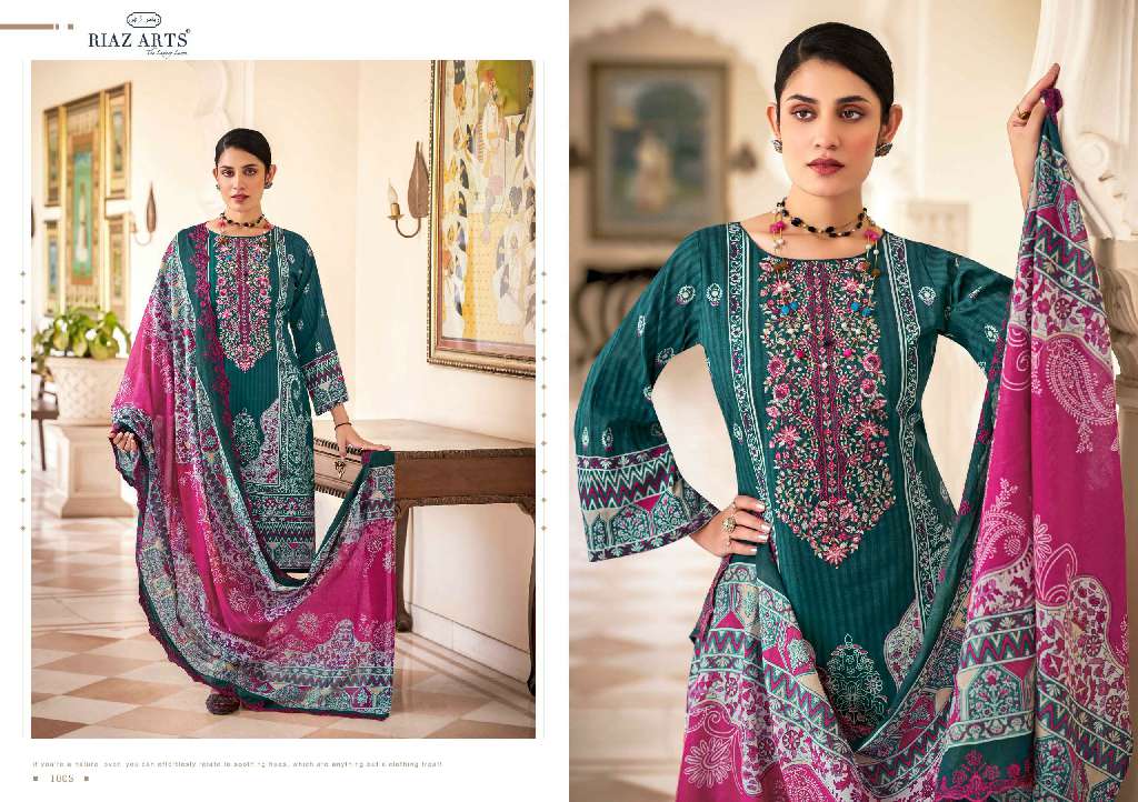 Riaz Arts Bin Saeed Vol-9 Wholesale Pure Cotton With Embroidery Work Dress Material