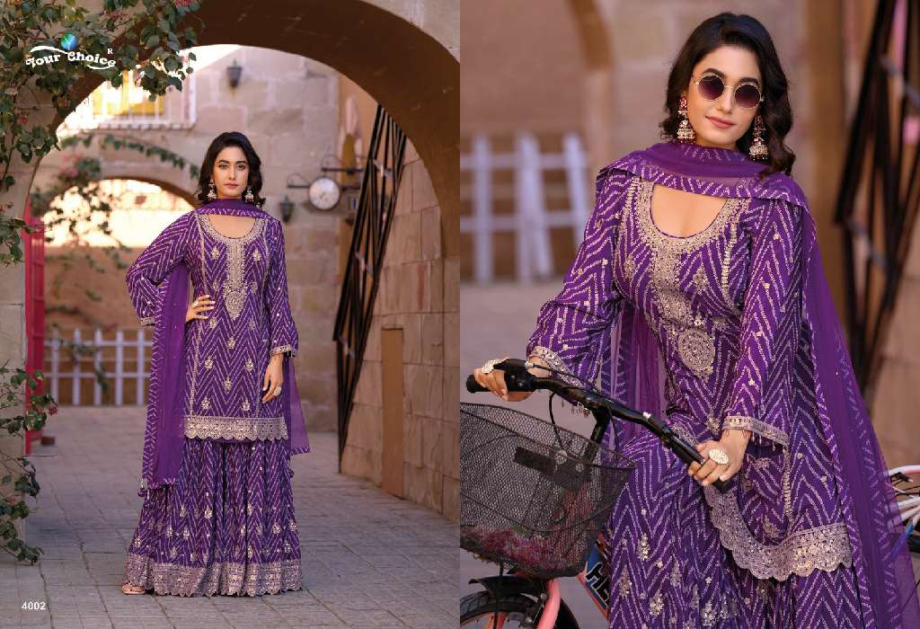 YOUR CHOICE GINNI VOL-4 WHOLESALE PARTY WEAR DESIGNER TOP WITH PLAZZO SUITS