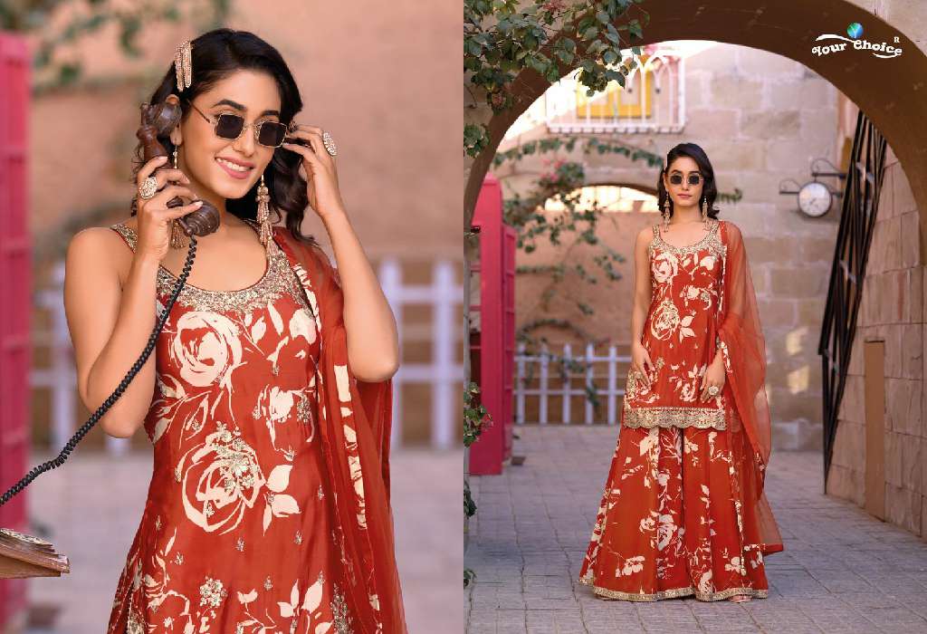 YOUR CHOICE GINNI VOL-4 WHOLESALE PARTY WEAR DESIGNER TOP WITH PLAZZO SUITS