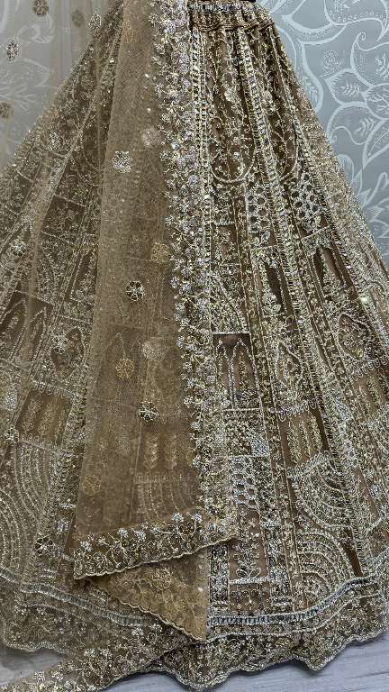 ANJANI ART D.NO 2850 WHOLESALE HEAVY NET DESIGNER LEHENGAS
