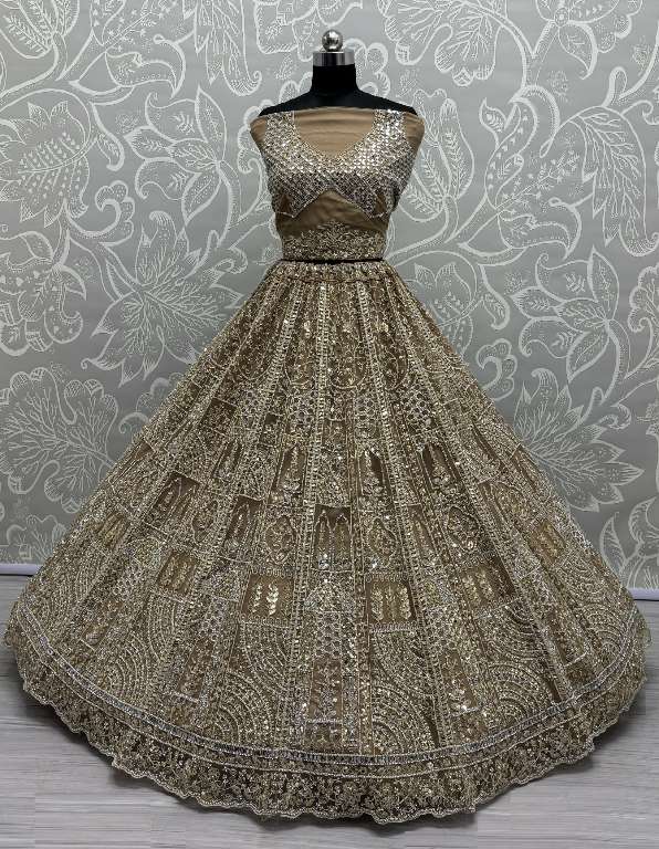 ANJANI ART D.NO 2850 WHOLESALE HEAVY NET DESIGNER LEHENGAS