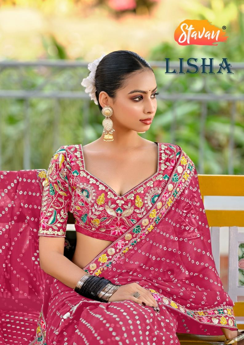 LISHA BY STAVAN GEORGETTE COLOUR ADDITION SAREE ONLINE