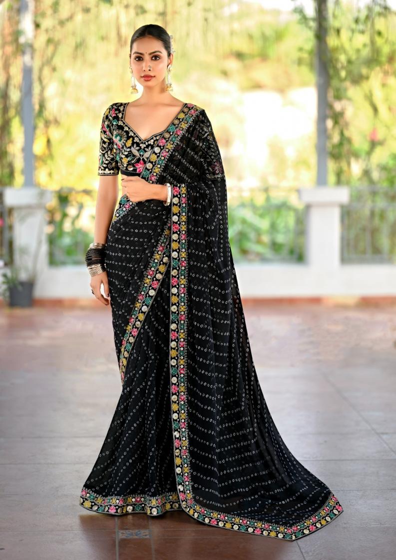 LISHA BY STAVAN GEORGETTE COLOUR ADDITION SAREE ONLINE