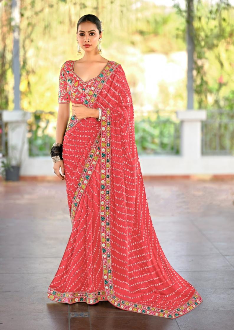 LISHA BY STAVAN GEORGETTE COLOUR ADDITION SAREE ONLINE