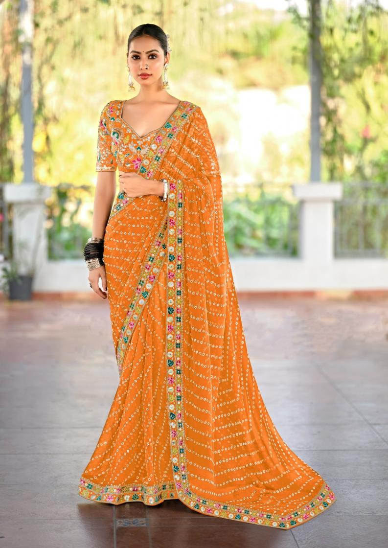 LISHA BY STAVAN GEORGETTE COLOUR ADDITION SAREE ONLINE
