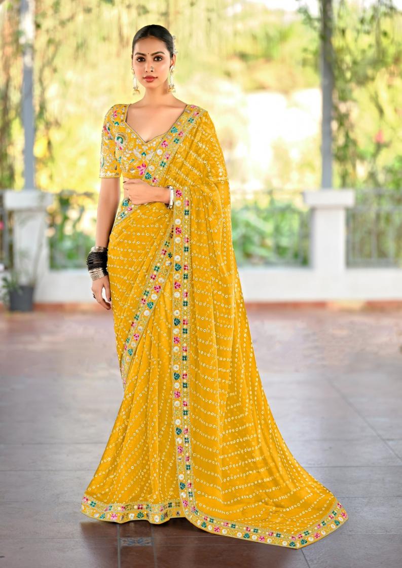 LISHA BY STAVAN GEORGETTE COLOUR ADDITION SAREE ONLINE