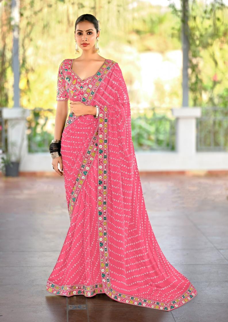 LISHA BY STAVAN GEORGETTE COLOUR ADDITION SAREE ONLINE