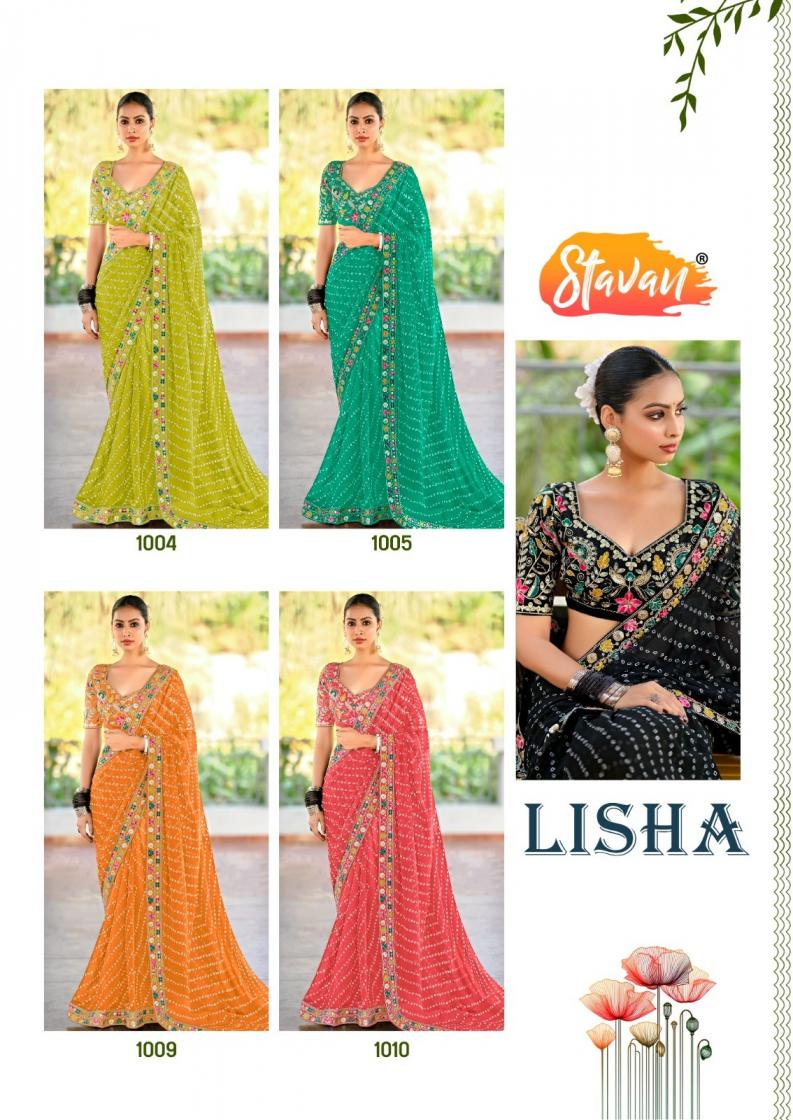 LISHA BY STAVAN GEORGETTE COLOUR ADDITION SAREE ONLINE