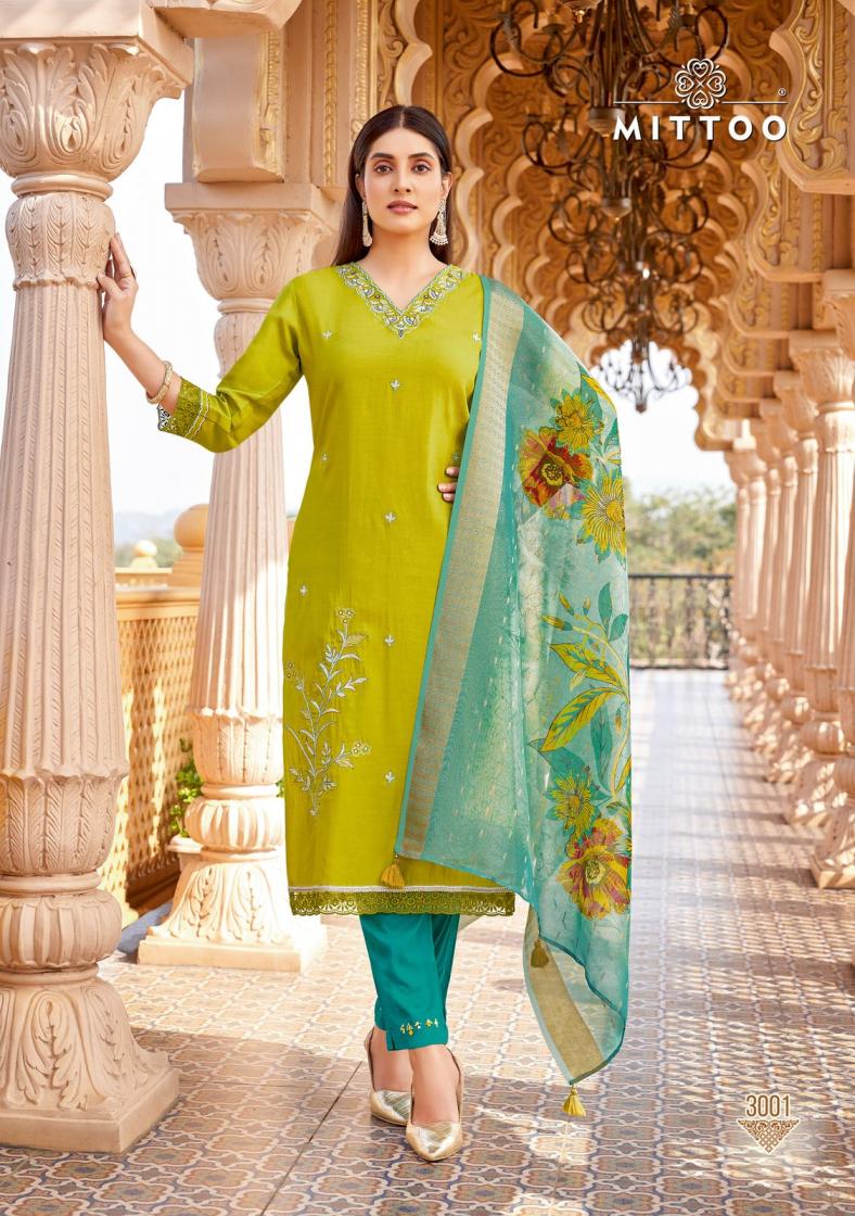 MITTOO AAYUSHI VISCOSE SILK THREAD WORK READYMADE UNIQUE SUITS