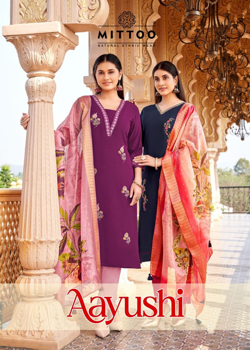 MITTOO AAYUSHI VISCOSE SILK THREAD WORK READYMADE UNIQUE SUITS