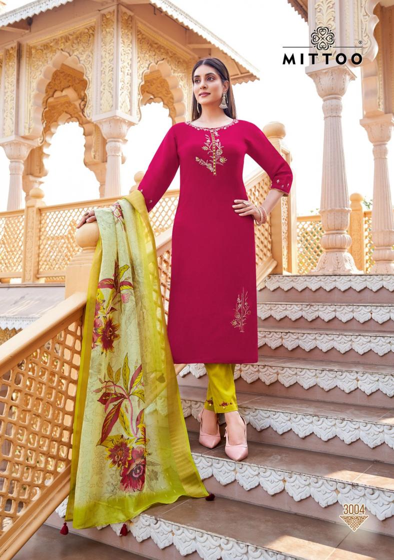MITTOO AAYUSHI VISCOSE SILK THREAD WORK READYMADE UNIQUE SUITS