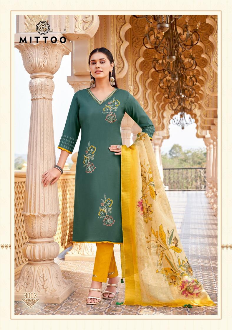 MITTOO AAYUSHI VISCOSE SILK THREAD WORK READYMADE UNIQUE SUITS