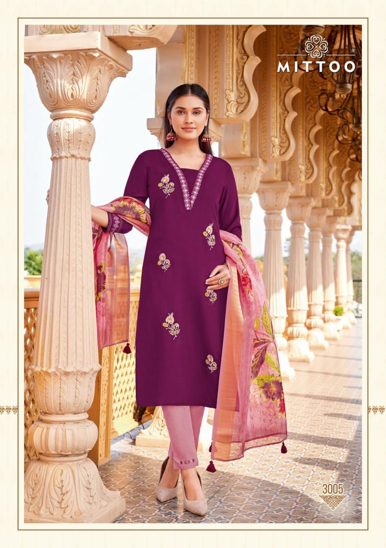 MITTOO AAYUSHI VISCOSE SILK THREAD WORK READYMADE UNIQUE SUITS