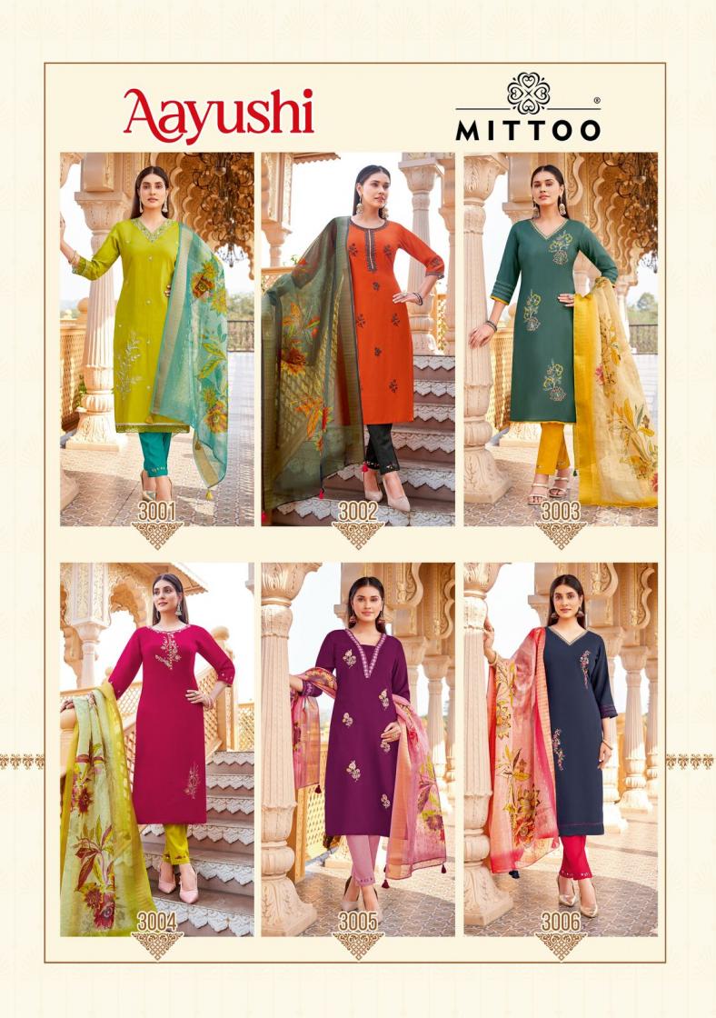 MITTOO AAYUSHI VISCOSE SILK THREAD WORK READYMADE UNIQUE SUITS