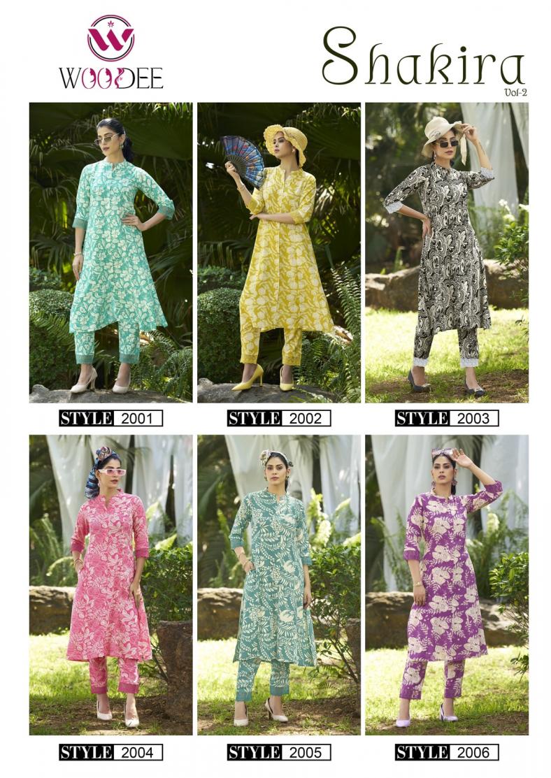 WOODEE SHAKIRA VOL 2 RAYON READYMADE ELEGANCE CO-ORD SETS