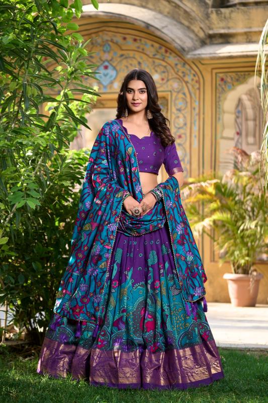 MUSAFIR LNB1219 TUSSAR SILK FESTIVE HALF SAREE STITCH LEHENGA UNSTITCH CHOLI