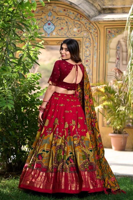 MUSAFIR LNB1219 TUSSAR SILK FESTIVE HALF SAREE STITCH LEHENGA UNSTITCH CHOLI