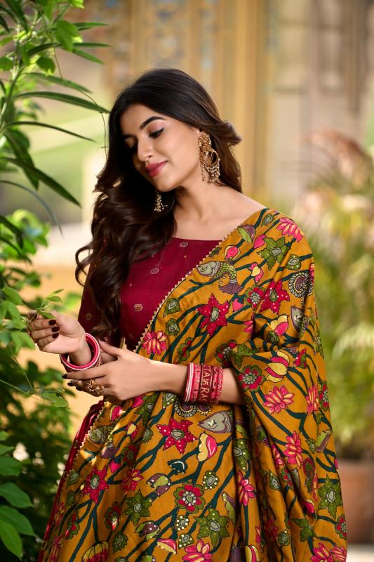 MUSAFIR LNB1219 TUSSAR SILK FESTIVE HALF SAREE STITCH LEHENGA UNSTITCH CHOLI