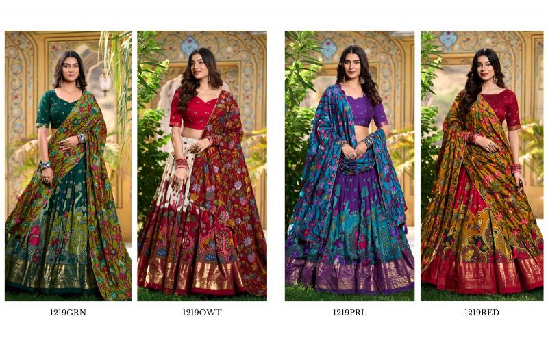 MUSAFIR LNB1219 TUSSAR SILK FESTIVE HALF SAREE STITCH LEHENGA UNSTITCH CHOLI