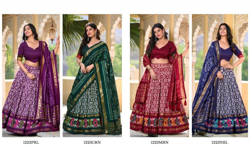 MUSAFIR LNB1219 TUSSAR SILK FESTIVE HALF SAREE STITCH LEHENGA UNSTITCH CHOLI