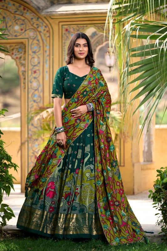 MUSAFIR LNB1219 TUSSAR SILK FESTIVE HALF SAREE STITCH LEHENGA UNSTITCH CHOLI