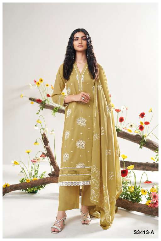 GANGA ADELA S3413 WHOLESALE PREMIUM MAL WITH EMBROIDERY WORK DESIGNER SUITS ONLINE