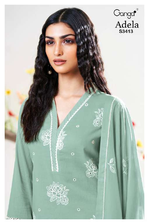 GANGA ADELA S3413 WHOLESALE PREMIUM MAL WITH EMBROIDERY WORK DESIGNER SUITS ONLINE