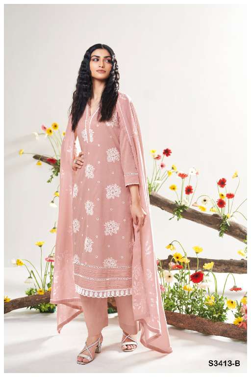 GANGA ADELA S3413 WHOLESALE PREMIUM MAL WITH EMBROIDERY WORK DESIGNER SUITS ONLINE
