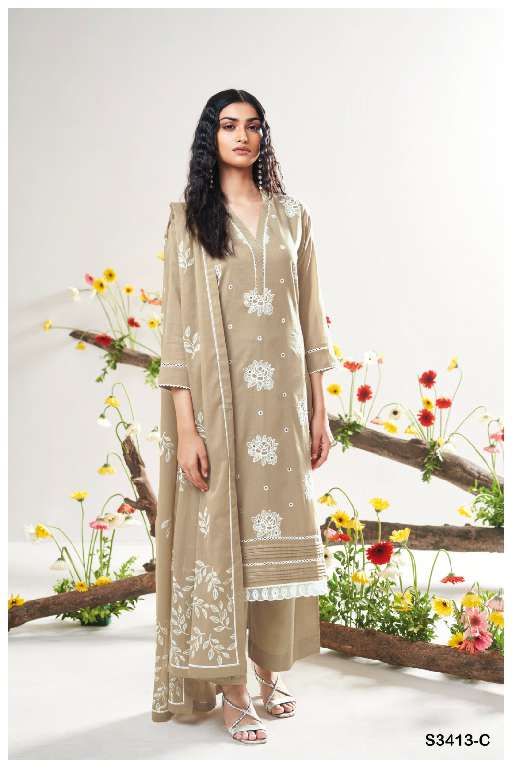 GANGA ADELA S3413 WHOLESALE PREMIUM MAL WITH EMBROIDERY WORK DESIGNER SUITS ONLINE