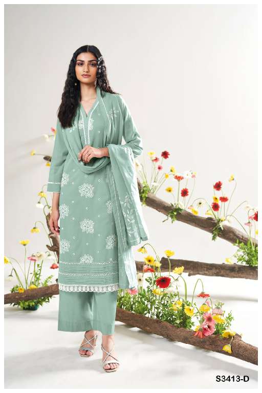 GANGA ADELA S3413 WHOLESALE PREMIUM MAL WITH EMBROIDERY WORK DESIGNER SUITS ONLINE