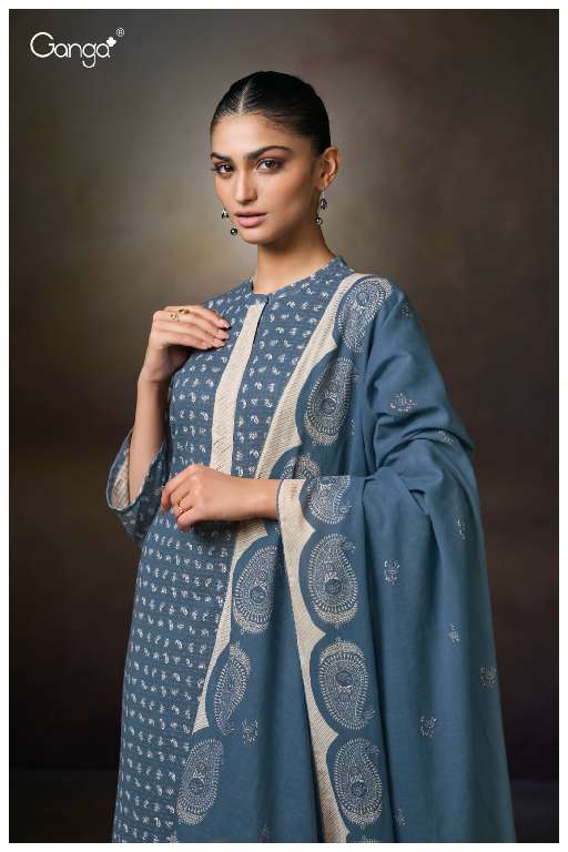 GANGA NATYAH S3463 WHOLESALE PREMIUM COTTON WITH KHADI PRINT DRESS