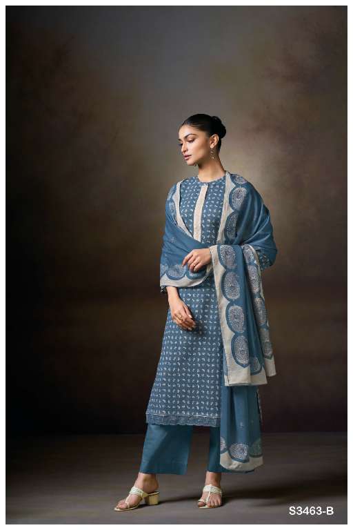 GANGA NATYAH S3463 WHOLESALE PREMIUM COTTON WITH KHADI PRINT DRESS