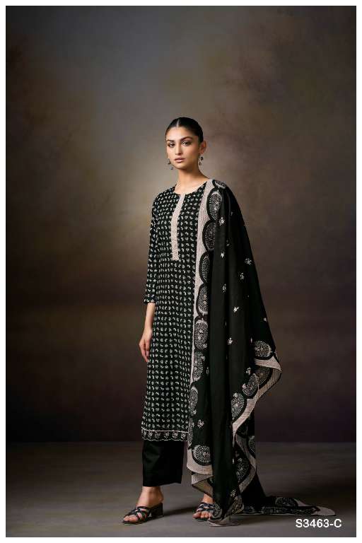 GANGA NATYAH S3463 WHOLESALE PREMIUM COTTON WITH KHADI PRINT DRESS