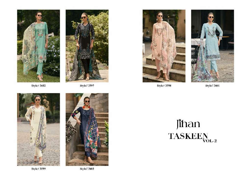 Jihan Taskeen Vol-2 Wholesale Cotton With Self Embroidery Pakistani Style Suits