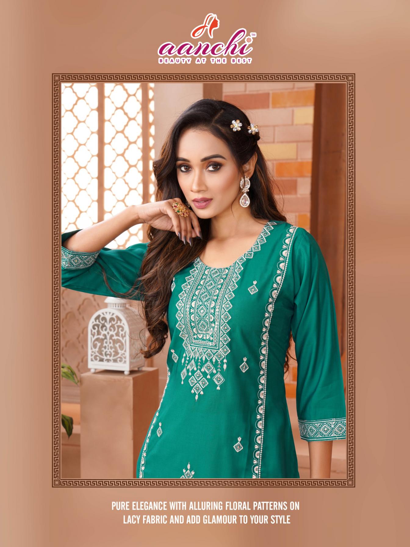 CLASSY BY AANCHI ROMAN SILK READYMADE UNIQUE KURTIS