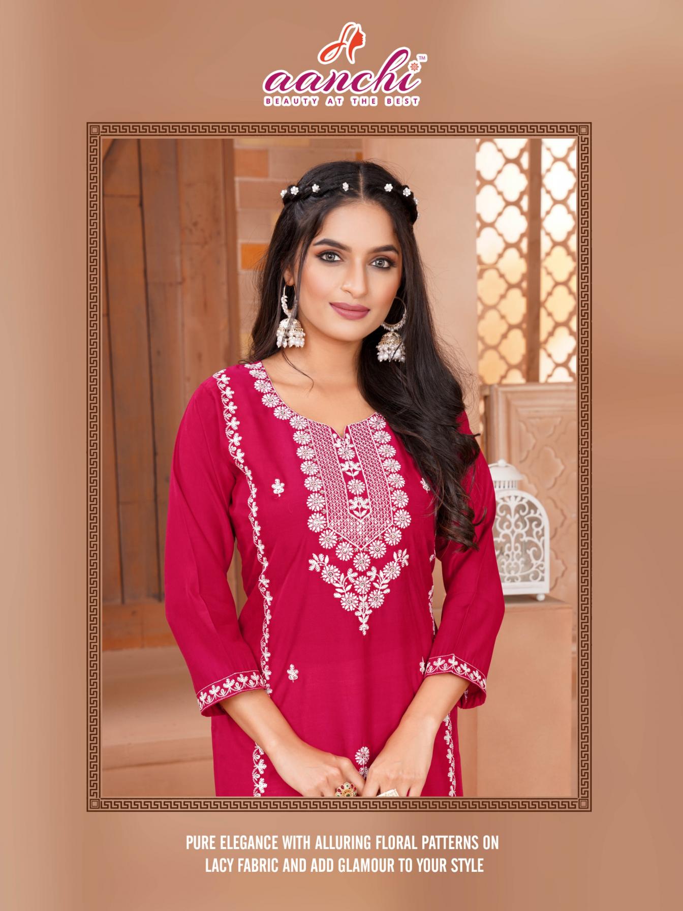 CLASSY BY AANCHI ROMAN SILK READYMADE UNIQUE KURTIS