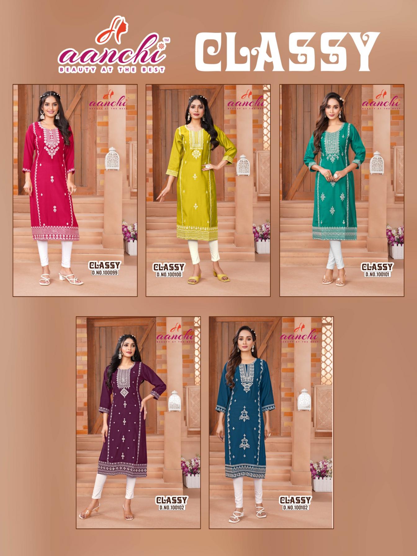 CLASSY BY AANCHI ROMAN SILK READYMADE UNIQUE KURTIS