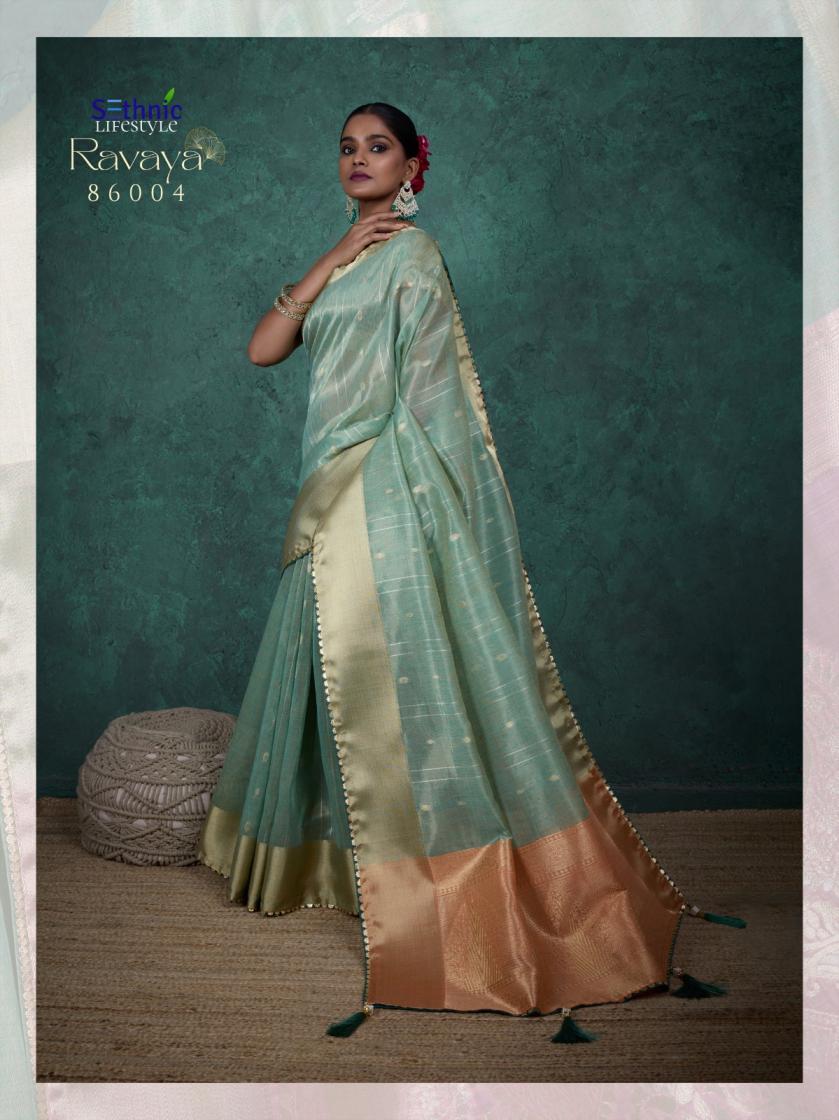 sethnic lifestyle present ravaya party wear linen blend woven sareesethnic lifestyle present ravaya party wear linen blend woven saree