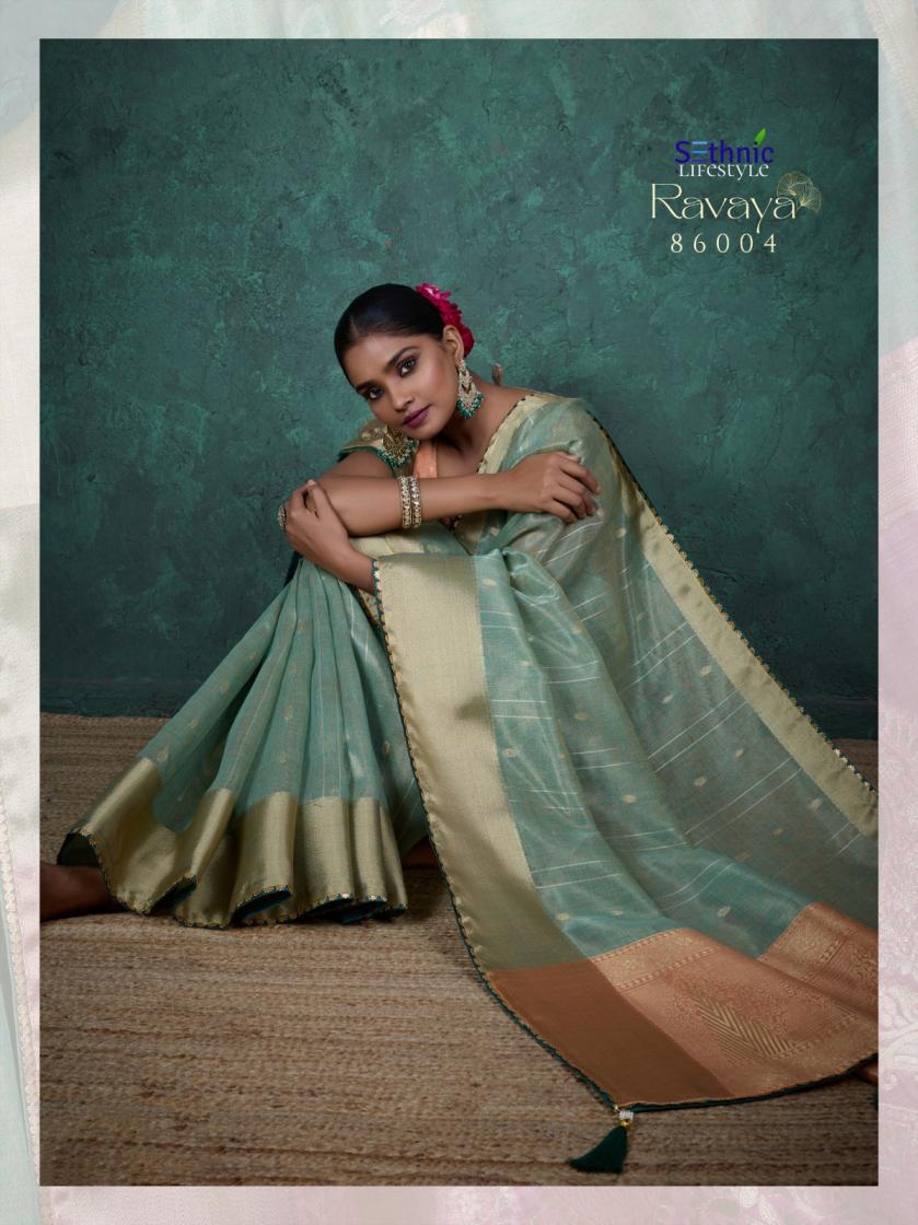 sethnic lifestyle present ravaya party wear linen blend woven sareesethnic lifestyle present ravaya party wear linen blend woven saree
